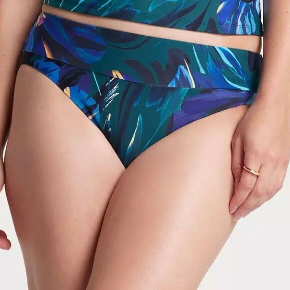 1167 NWT CALIA Women's Mid Rise Wide Banded High Leg Swim Bottoms - Picture 1 of 5